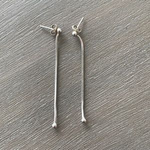 Silver snake chain/ball dangle earrings
